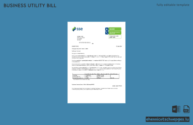 Beispielvorschau der Geschäftskundenrechnung von SSE Energy (Vereinigtes Königreich), Version 1